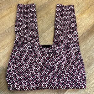 Cynthia Rowley Cropped Pants With Preppy Nautical Rombo Print |Size 6